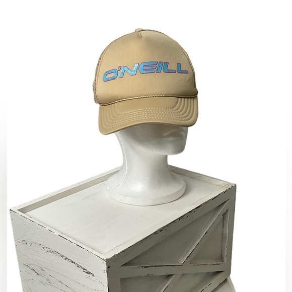 O Neill Beige Surf Wear Board Surfing Trucker Snapback Baseball Cap Hat - Picture 1 of 9